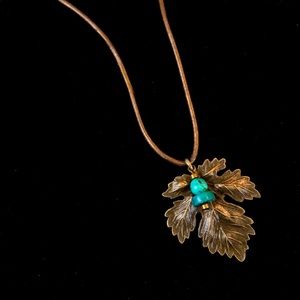 NEW TwisteDesignz Bronze Leaf, Turquoise onLeather